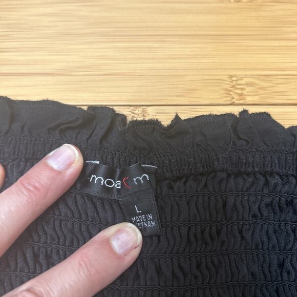 Moa Moa Black Ruffle Trim Tank Top Resort Lounge Street Chic Goth Sz L - Picture 4 of 5